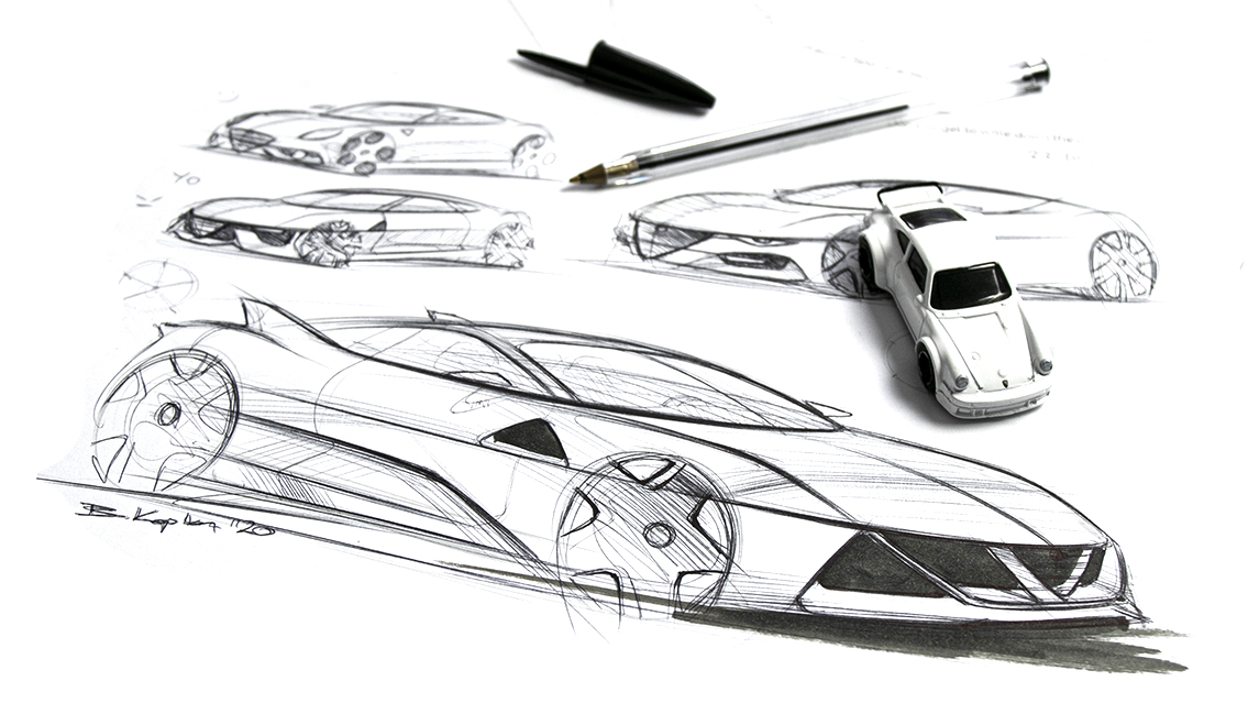 Premium Vector  Sports car sketch blueprint